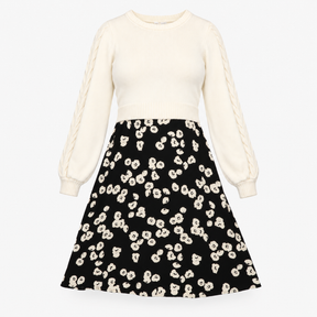 Cream Knit Top Black Floral Maternity Nursing Dres
