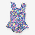 Swimsuit with Nappy Liner Blue Flowers