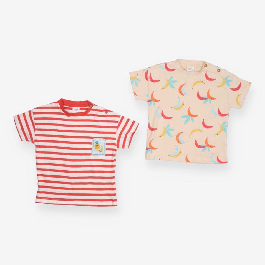 T-Shirts Cream Banana and Red Stripe 2-Pack