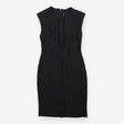 Black Ribbed Cap Sleeve Notch Neck Shift Dress