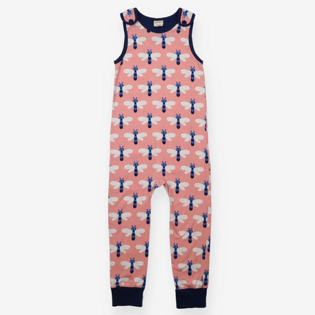 Dungarees Pink with Navy Cuffs Butterfly Appliques