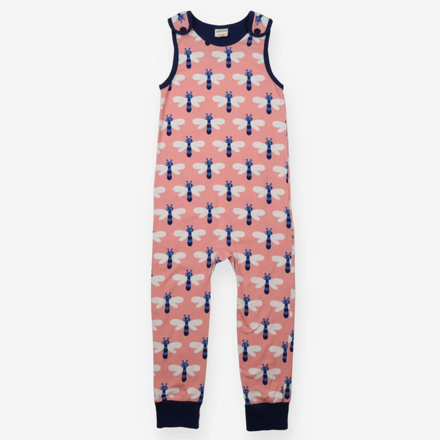 Dungarees Pink with Navy Cuffs Butterfly Appliques