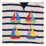Sweater jersey navy and grey striped sailboats