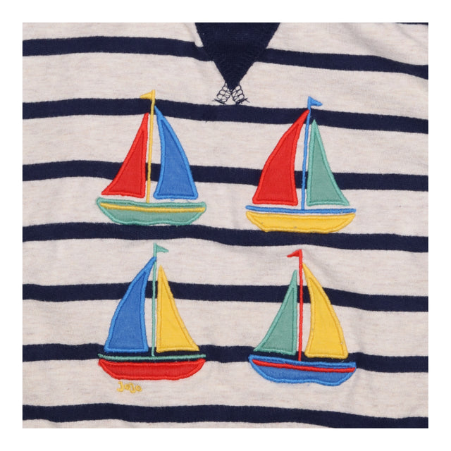 Sweater jersey navy and grey striped sailboats