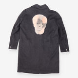 Coat Charcoal Wool Cashmere Fur Skull Motif Longli