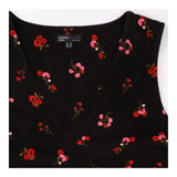 Floral Cotton Corduroy V Neck Pinafore Mini Dress 