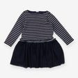 Jersey dress long sleeve striped with tulle skirt