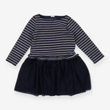 Jersey dress long sleeve striped with tulle skirt