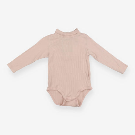 Bodysuit pink ribbed roll neck
