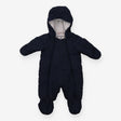 Footed Padded Pramsuit Navy with Grey Lining