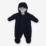 Footed Padded Pramsuit Navy with Grey Lining