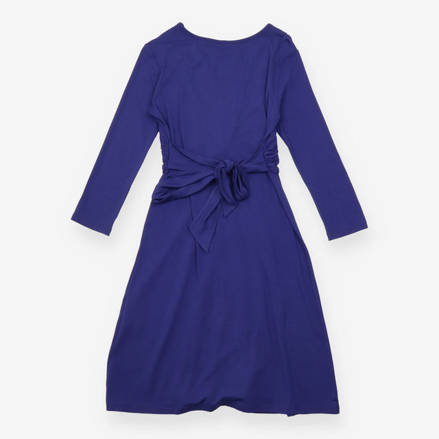 Royal Blue Knot Front Long Sleeve Maternity Dress