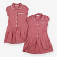 School Dresses Red Gingham with lace Trim 2 pack