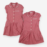 School Dresses Red Gingham with lace Trim 2 pack