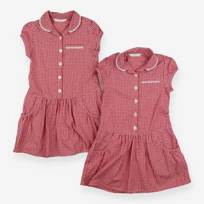 School Dresses Red Gingham with lace Trim 2 pack