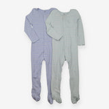 Sleepsuits 2pc blue and turquoise waffle with whit