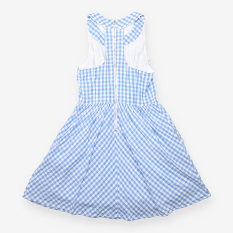 Dress Blue White Gingham Check 100% Cotton Sleevel