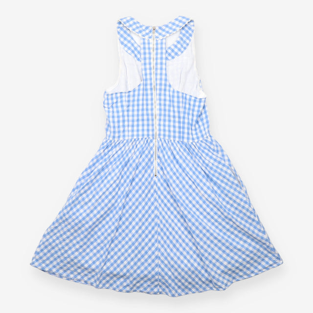 Dress Blue White Gingham Check 100% Cotton Sleevel