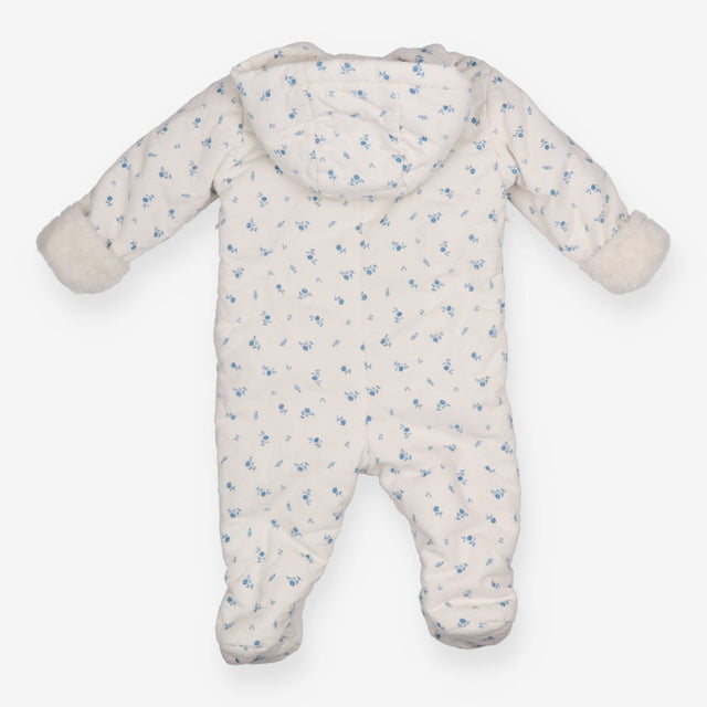 Pramsuit white floral fleece lining