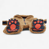 Pramsuit Brown with Ears & Navy Striped Lining