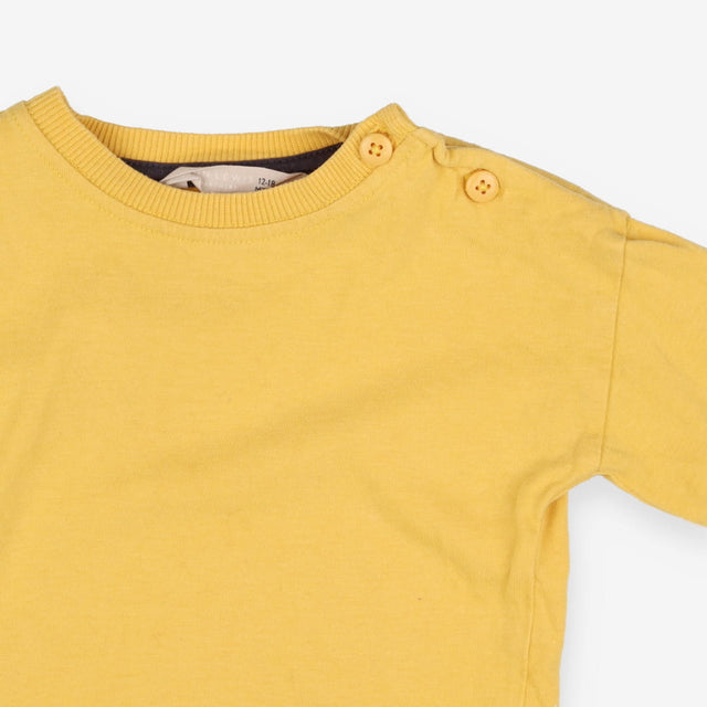 T-Shirt Long Sleeved Yellow with Shoulder Buttons