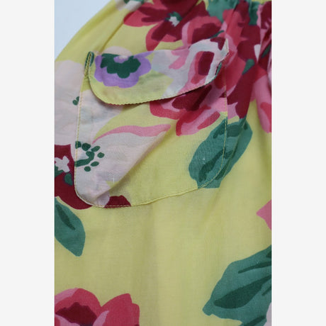 Skirt Woven Yellow With Red and Pink Flowers