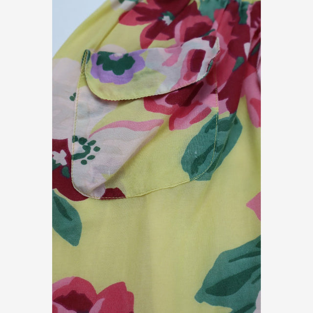 Skirt Woven Yellow With Red and Pink Flowers