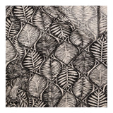 Black Cream Leaf Print Notch Neck Long Sleeve Tuni