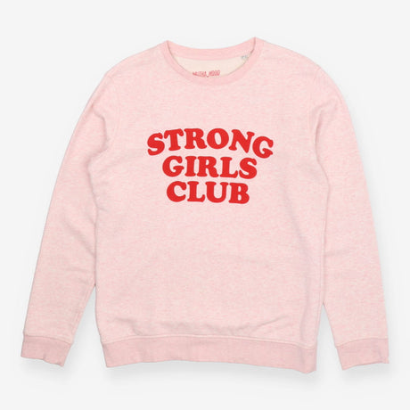 Pink marl jersey crew neck strong girls club sweat