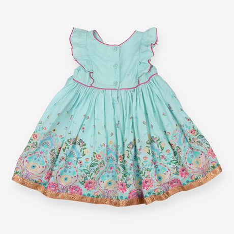 Dress teal oriental flora