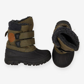 Boots green velcro fur lined