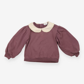 Sweater Purple White Frill Collar