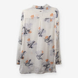 Bird Print Tunic Shirt White