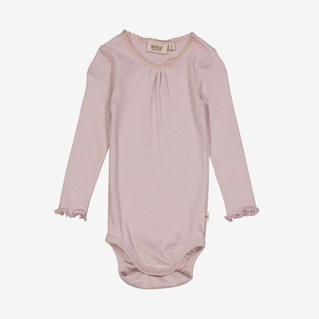 Lilac Rib lace long sleeve body