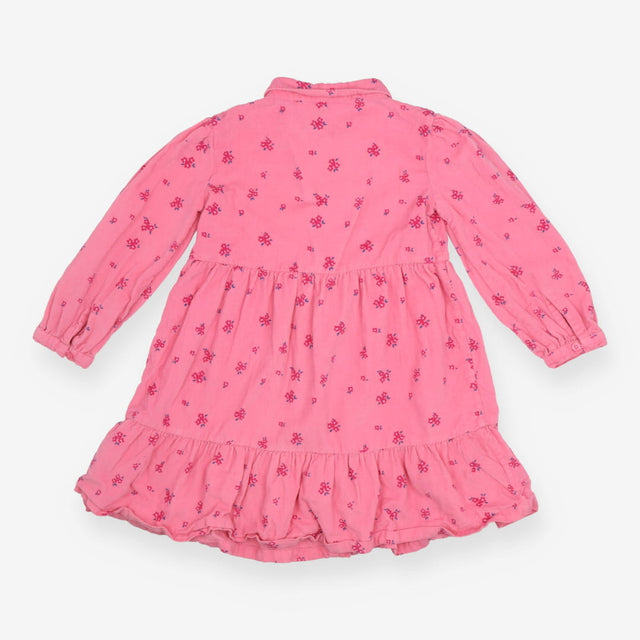 Pink cord floral button up dress