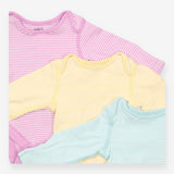 Bodysuit long sleeved striped purple yellow blue