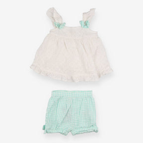 Tunic and shorts outfit mint gingham