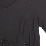Black Short Sleeve Nursing Zip Midi Dress Tie Wais