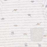 Romper  grey stripe top dinos grey bottoms
