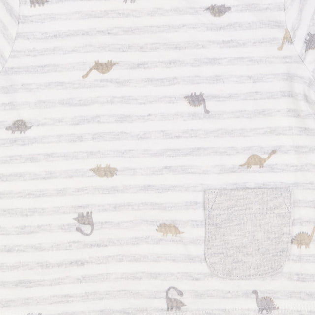 Romper  grey stripe top dinos grey bottoms