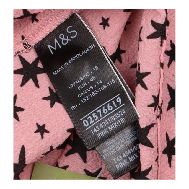 Blouse Pink Black Star Print Long Sleeve