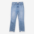 Jeans Light Wash Blue Raw Hem Straight Leg