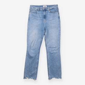 Jeans Light Wash Blue Raw Hem Straight Leg