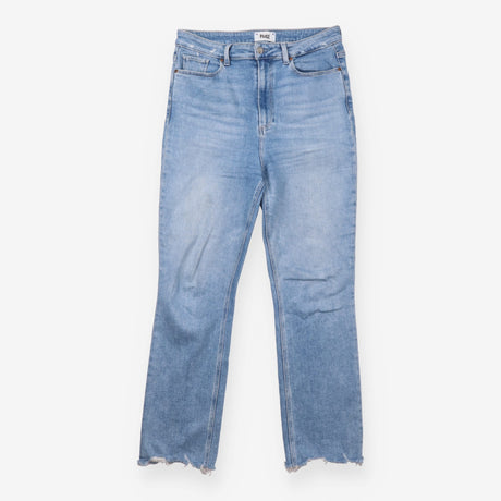 Jeans Light Wash Blue Raw Hem Straight Leg
