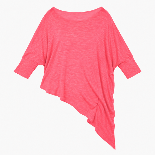 Top Pink Cowl Neck Draped Oversized Long Sleeve Kn