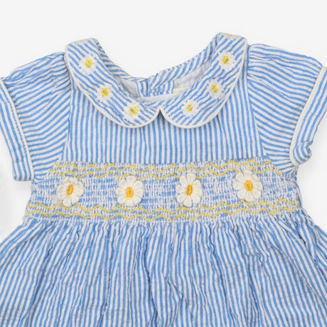 Blue Striped Daisy Dress