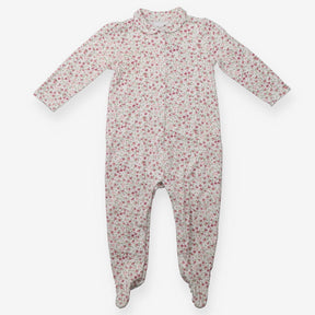 Sleepsuit pink ditsy floral collared