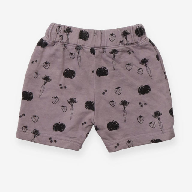 Jersey Short Light Purple with Black Veggies print