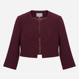 Jacket Burgundy Open Front Crop Tailored