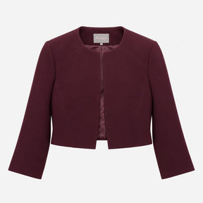 Jacket Burgundy Open Front Crop Tailored